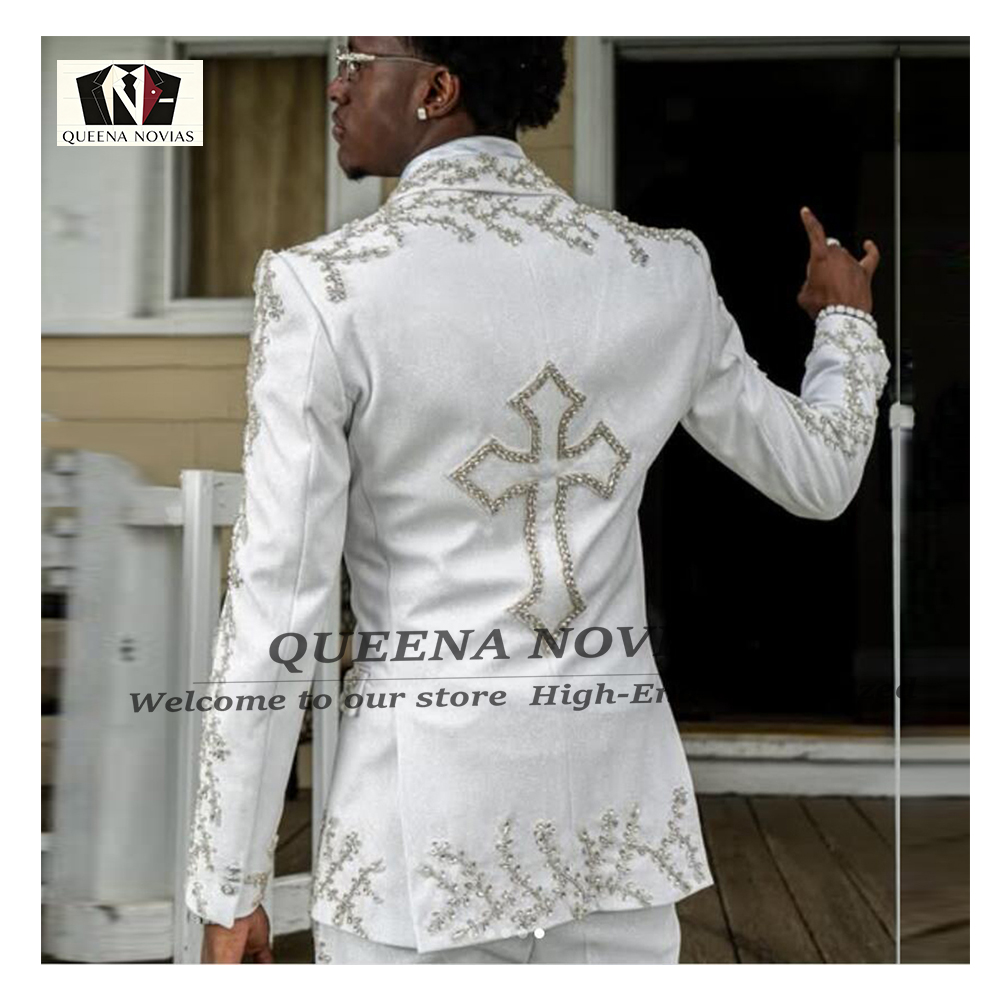 High End Men'S Formal Wear - Groom Tuxedos Suits Beaded Stone High-End