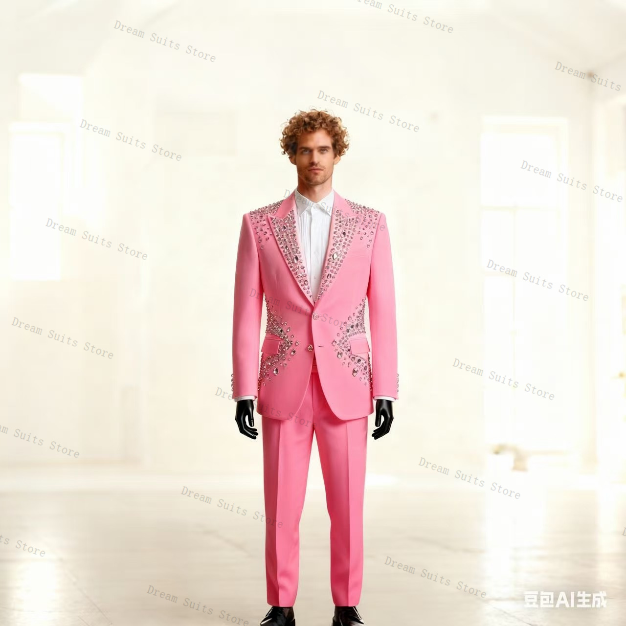 Men Formal Wear Pink - Pink Men Suit Set 2 Piece
