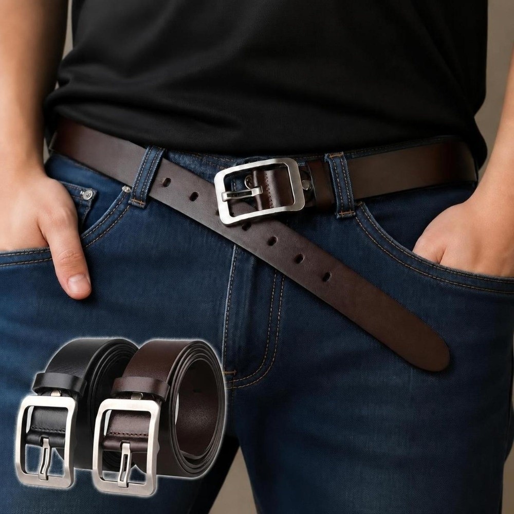 Men Formal Wear With Jeans - Fashion Business Casual PU Leather Belt