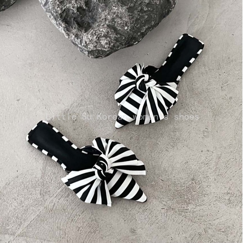 Satin Bow Tie - Luxury Designer Bowtie Mule Shoes Women's
