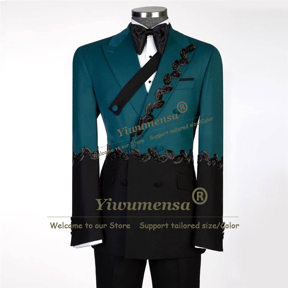 Men Formal Wear With Blazer - Unique Design Suits Men Spliced Two