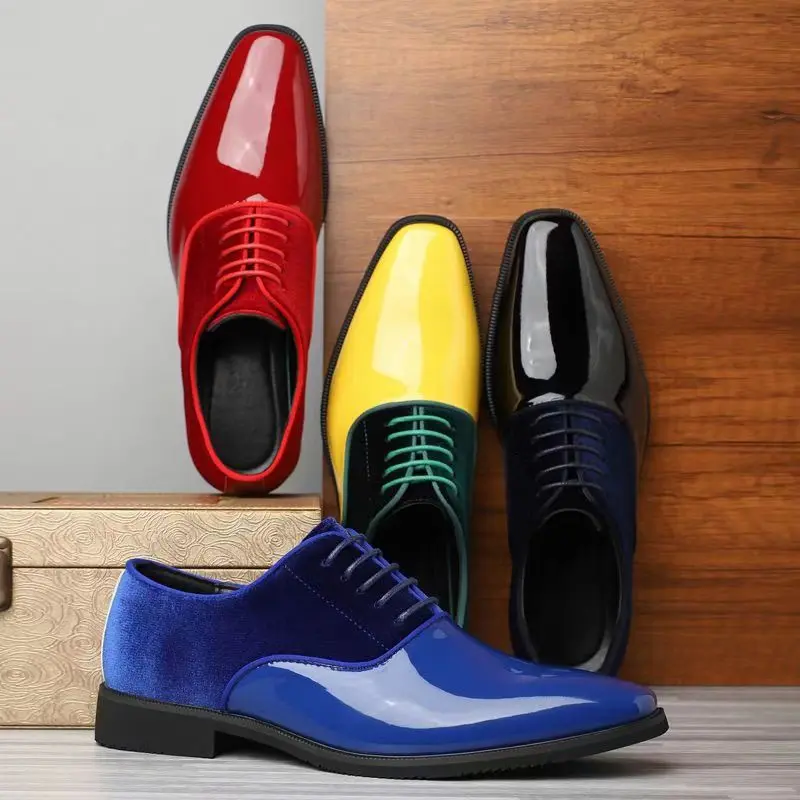 Men Formal Party Wear Dress - Men Color‑block Oxford Dress Shoes Lace‑up