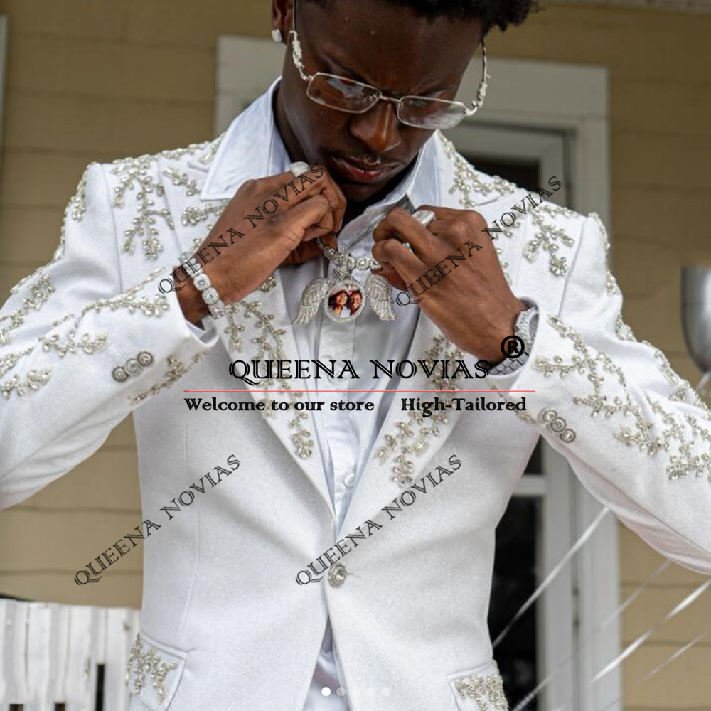 Groom Tuxedos Suits Beaded Sto - High End Men'S Formal Wear review and price