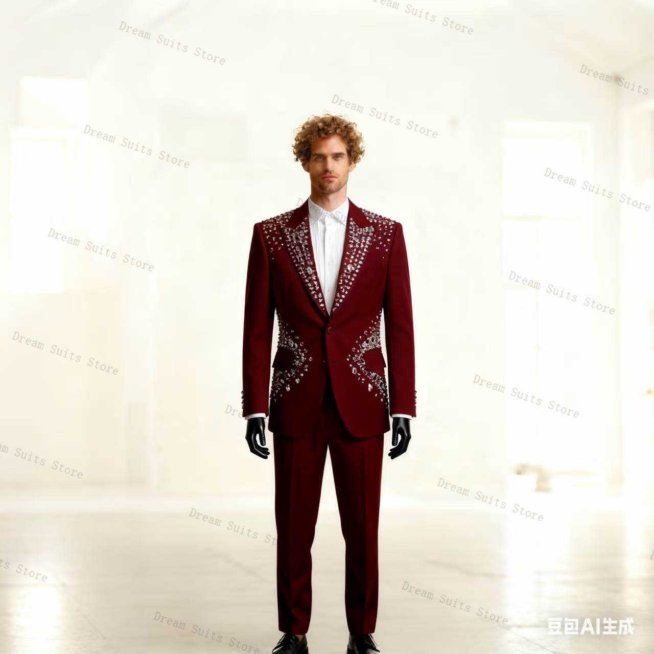 Pink Men Suit Set 2 Piece Crys - Men Formal Wear Pink review and price