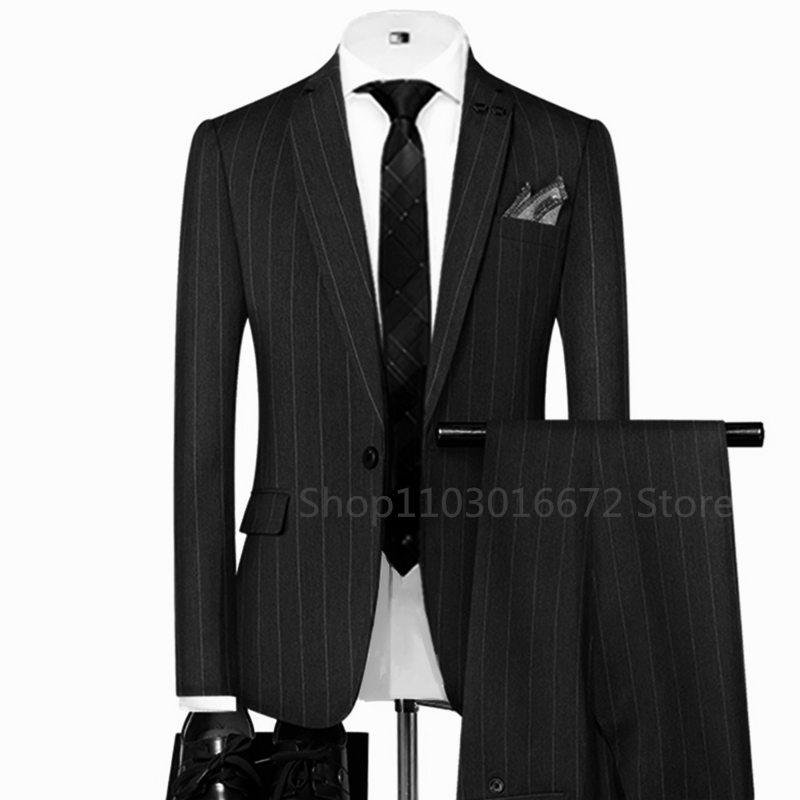 Grey/Black Striped Mens Suits  - Wool Suit Jacket review and price