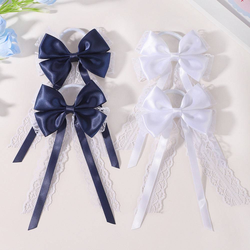 2Pcs Satin Lace Long Tail Bow  - Satin Bow Tie review and price