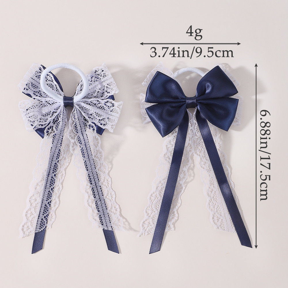 2Pcs Satin Lace Long Tail Bow  - Satin Bow Tie review and price