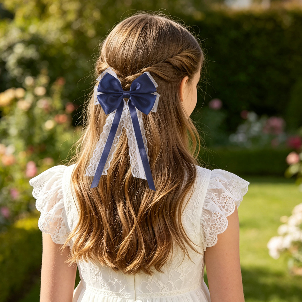 2Pcs Satin Lace Long Tail Bow  - Satin Bow Tie review and price