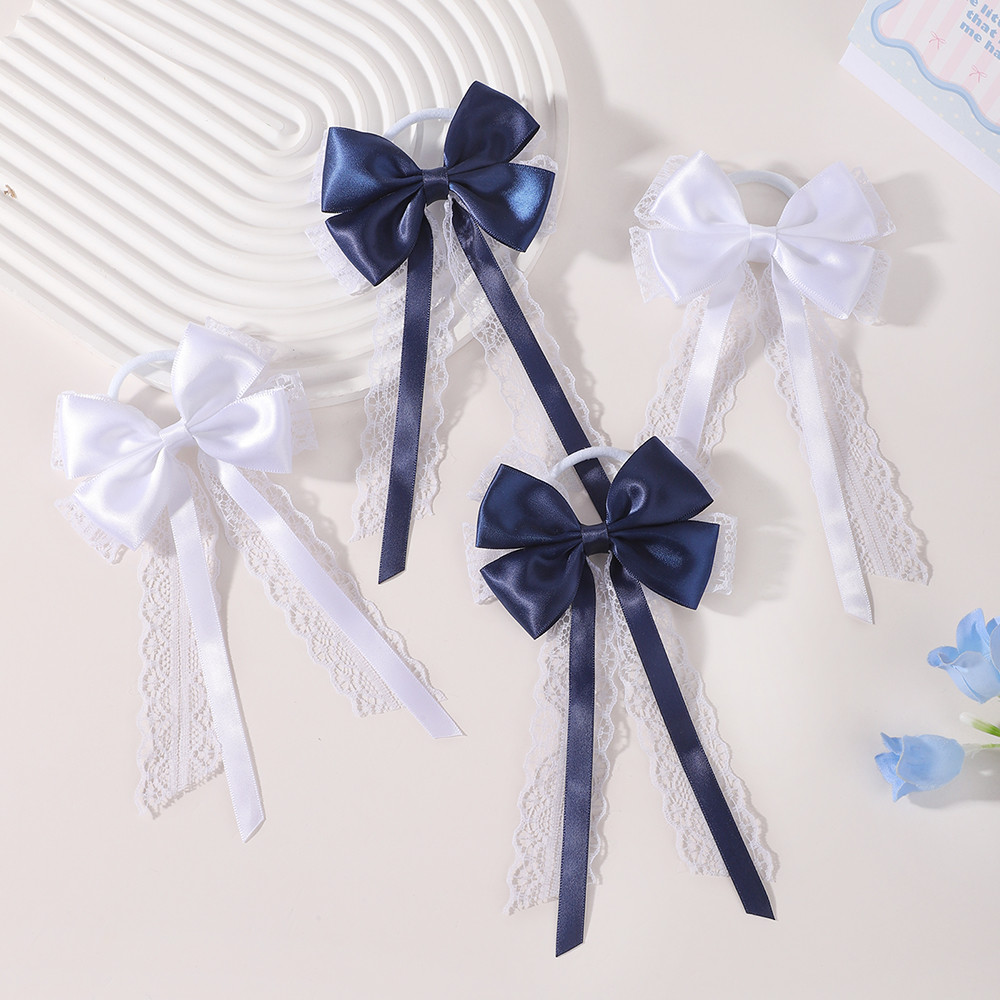 2Pcs Satin Lace Long Tail Bow  - Satin Bow Tie review and price