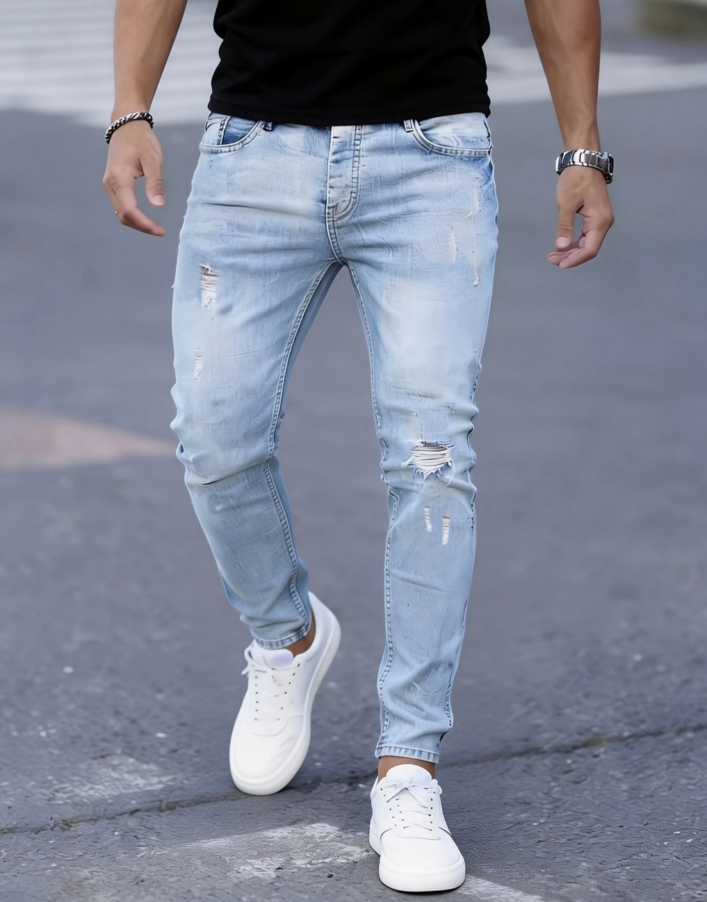 Men'S Slim Fit Stretch Ripped  - Men Formal Wear With Jeans review and price