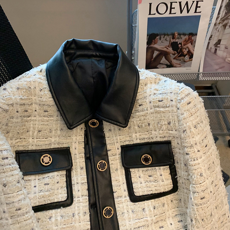 Contrast Stitching Tweed Fragr - Wool Suit Jacket review and price