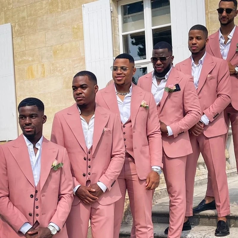 Pink Men Suits Groom Formal We - Men Formal Wear Pink review and price