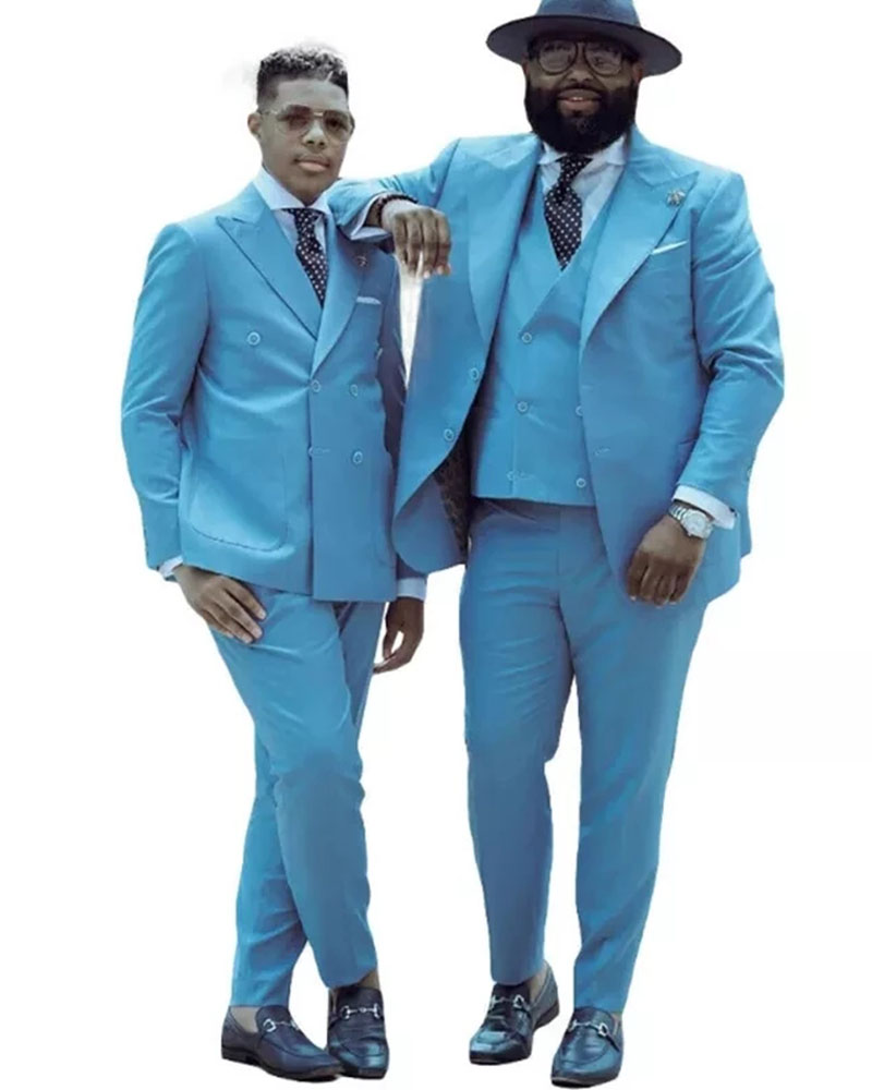 Hot Sale Sky Blue Peak Lapel D - Men Formal Wear Sale review and price