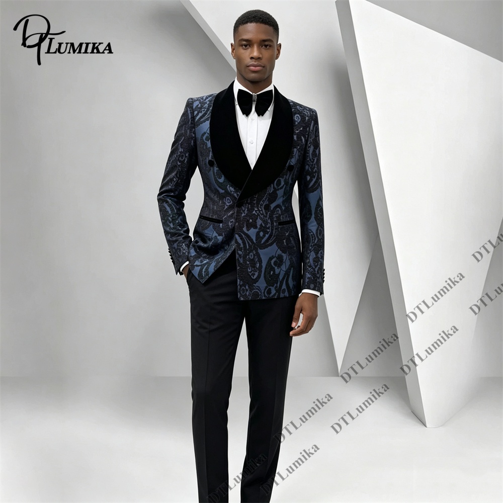 Two Pieces Paisley Jacquard Tu - Men Formal Wear With Blazer review and price