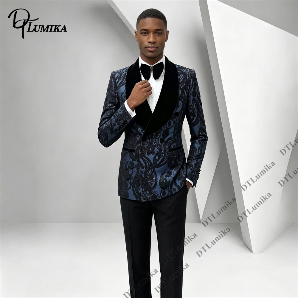 Two Pieces Paisley Jacquard Tu - Men Formal Wear With Blazer review and price