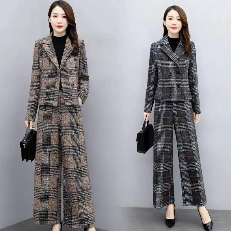 Fashion Wide-Leg Pants Suit Wo - Wool Suit Jacket review and price