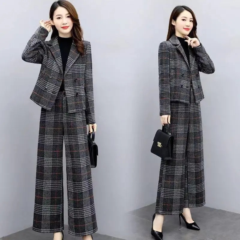 Fashion Wide-Leg Pants Suit Wo - Wool Suit Jacket review and price