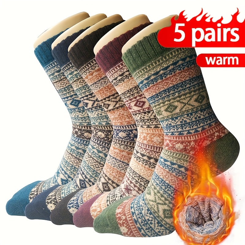 5 Pairs of Winter Retro Thick  - Sock Garter Men review and price