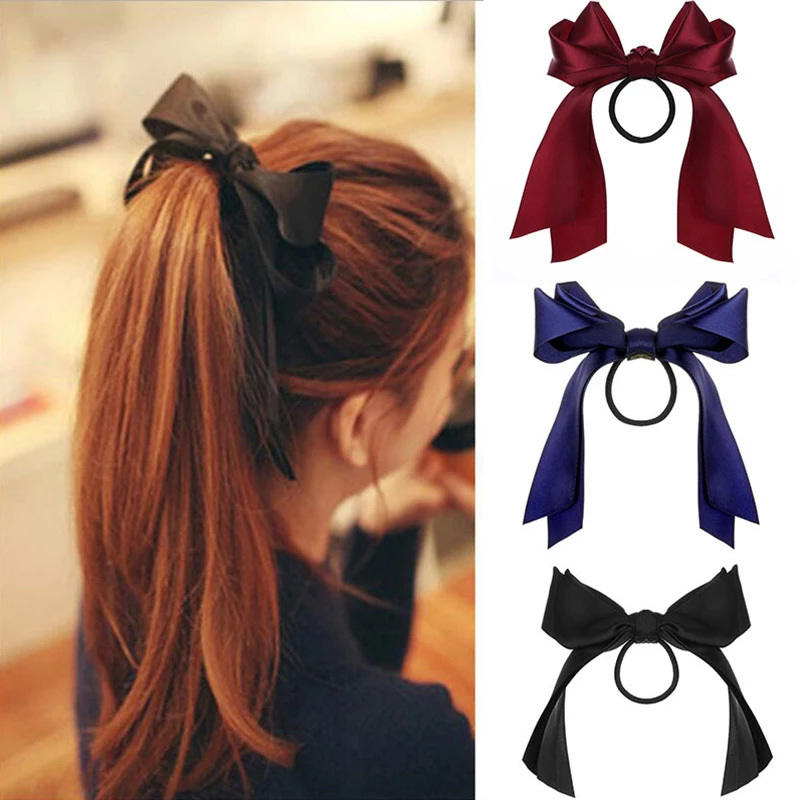 Double Layer Bow Satin Hair Ru - Satin Bow Tie review and price