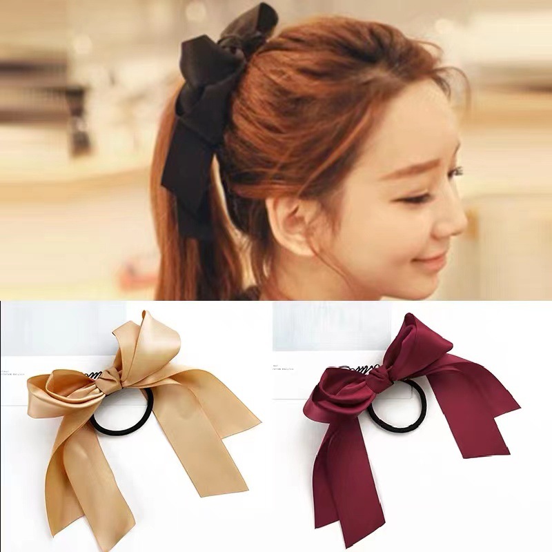 Double Layer Bow Satin Hair Ru - Satin Bow Tie review and price
